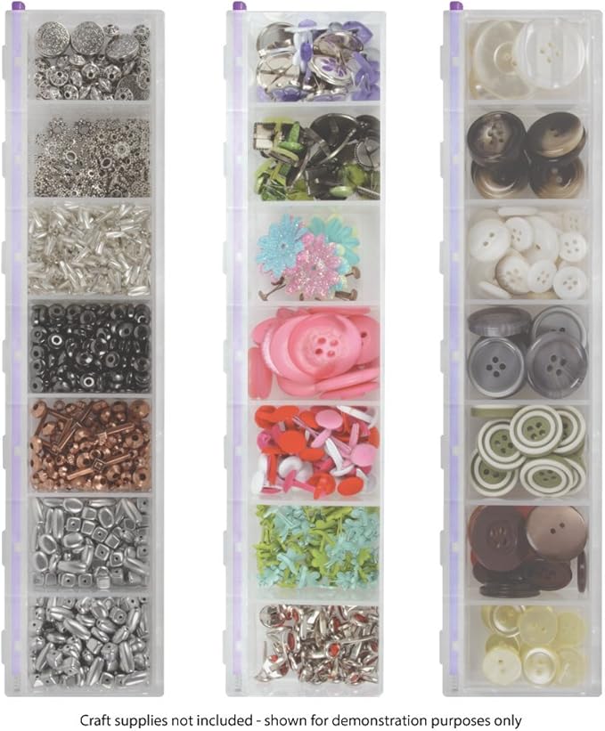 Craft Mates Bead Organizer and Plastic Storage Containers for Crafts, Buttons, Pins and More, 7 Locking Compartments (2XL)