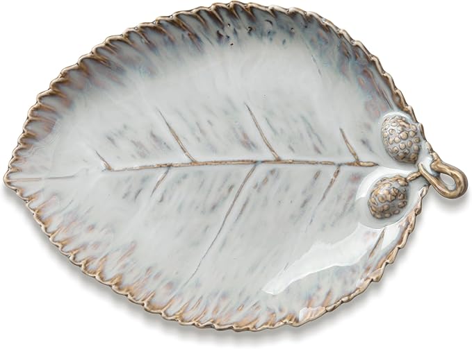 Ceramic Jewelry Dish, Decorative Tray for Rings Earrings Necklaces Bracelet Watch Keys, 4.50" Trinket Tray as Gifts for Women (Reactive Leaf)