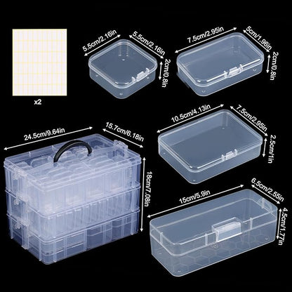 SGHUO Bead Organizer Box, 56 pcs Small Organizers, 3-Tier Stackable Storage Container Box for Art Craft Storage, Washi Tape, Kids Toys, Jewelry, Beauty & Sewing Supplies