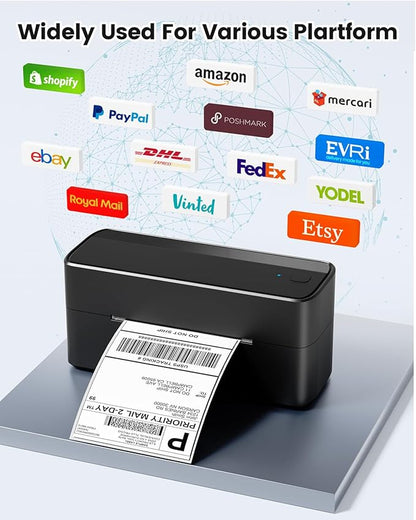 Phomemo Bluetooth Shipping Label Printer, 241BT 4X6 Wireless Thermal Label Printer for Small Business, Labels Printers for Shipping Package, Compatible with iPhone, Android, Amazon, Shopify, Black