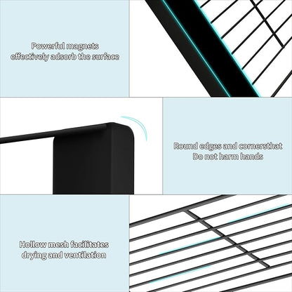 Magnetic Shelf for Washing Machine Magnetic Organizer Shelf for Laundry Magnetic Hanger Organizer Washing Machine Shelves Magnetic Fridge Shelves for Laundry Bathroom Kitchen RV Black