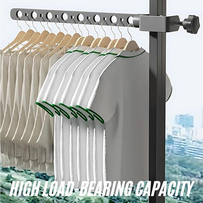 Foldable Indoor/Outdoor Basic 15-Hole Clothes Drying Rack - Black, Space-Saving, Portable, Heavy-Duty Aluminum for Small Spaces, Balcony, Bathroom, Travel & Camping Airer