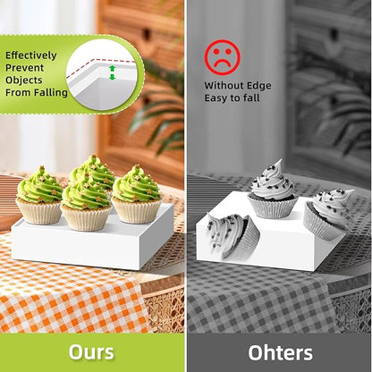 6 Pcs Large Buffet Risers Display Stands Set 7" to 12"- Acrylic Food & Dessert Table Display Stand Shelf for Party, Catering, Jewelry, Collectibles, White Cube Storage Boxes