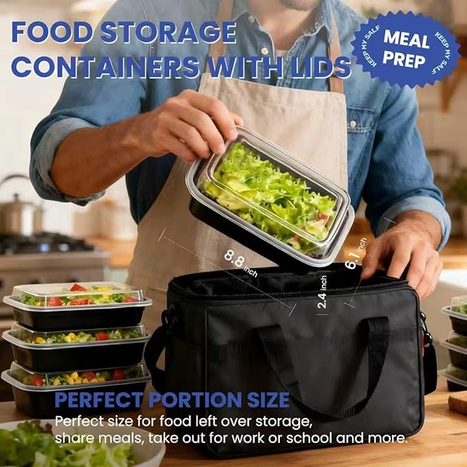 Eco Maicoco 50 Pack 32 oz Meal Prep Containers Reusable BPA Free, Plastic Food Storage Containers with Lids, Leakproof Airtight To-Go Food Containers, Microwave & Freezer Safe