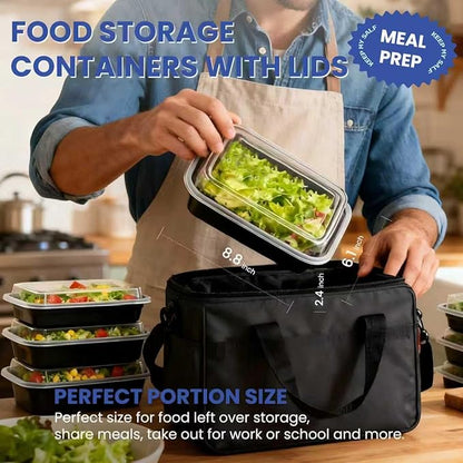 Eco Maicoco 50 Pack 32 oz Meal Prep Containers Reusable BPA Free, Plastic Food Storage Containers with Lids, Leakproof Airtight To-Go Food Containers, Microwave & Freezer Safe