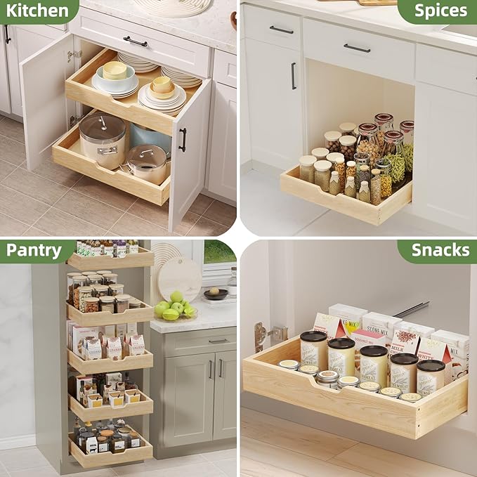 Pull Out Drawers for Cabinets, 13½” W x 21” D Soft Close Slide Out Drawers for Kitchen Cabinets, Cabinet Pull Out Shelves Requires At Least 14.5” Cabinet Opening