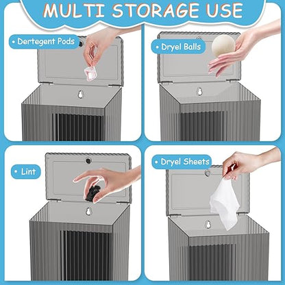 Sealegend Magnetic Slim Trash Can Wastebasket with Lid, Lint Bin, Storage Bins Perfect for Kitchen, Fridge, Cabinet, Bathroom, Laundry Room Organization, Black