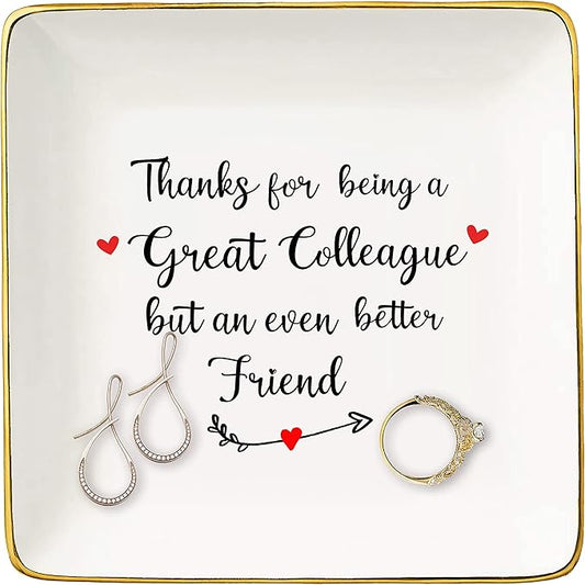 Topthink Leaving or Going Away Goodbye Gifts for Women Colleague Boss Coworker Best Friends - New Job Farewell Gift Friendship Ceramic Jewelry Holder Ring Dish Trinket Tray Thanks being a Great