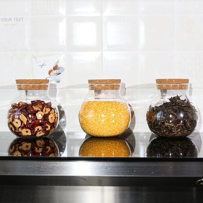 17oz Glass Jars with Airtight Cork Lids,Wedding Candy Jar,Glass Storage Jars Great Ideal for Kitchen Storage, Tea, Biscuits, Cereals, Flour, Beans, Spices, Coffee Beans (4)