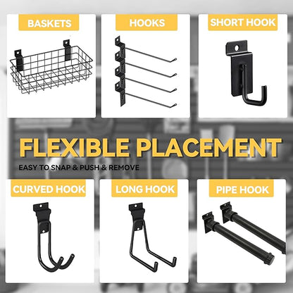 RORA Slat Wall Paneling Garage Slat Wall Storage Systems 4x8 ft Slatwall Black Heavy Duty Satwall for Tool Organization ,Pvc SlatWall Panels,Fits for Storage and Display