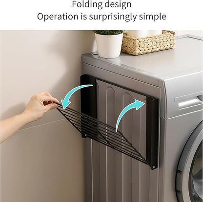Magnetic Shelf for Washing Machine Magnetic Organizer Shelf for Laundry Magnetic Hanger Organizer Washing Machine Shelves Magnetic Fridge Shelves for Laundry Bathroom Kitchen RV Black