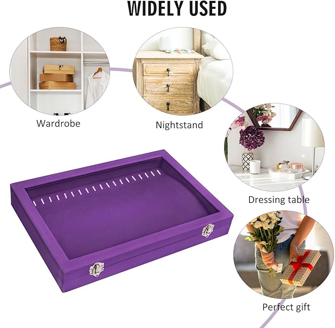 Velvet Necklace Display Jewelry Tray 20 Hook Necklace Tray Necklace Pendant Jewelry Tray for Women and Girls