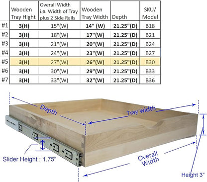 COUVER DIY Non-Assembled Birch Wood, Pull-Out Cabinet Organizers, Under Sink Organizers for Bathroom & Kitchen, Cabinet Slide-Out Organizers and Storage, Soft Closed Rail, 27 inch