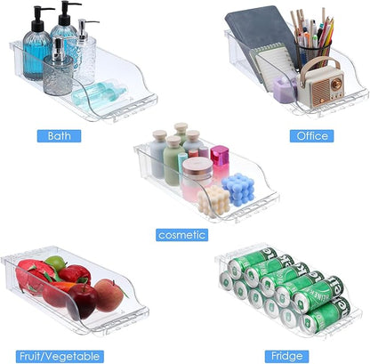 2 Pack Clear Width Adjustable Soda Can Organizer for Refrigerator Expandable Soda Cans Dispenser for Beer Seltzer Pop Can Drink Organizer for Fridge Kitchen Pantry