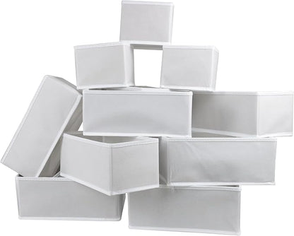 12 Pack Drawer Organizer Clothes, Foldable Fabric Dresser Organizer Closet Organizers and Storage Box for Underwear,Folded Clothes,Baby Clothing,Socks,Bra,Towels,Ties(12 Pack,White)