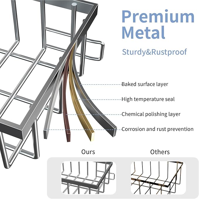 Under Sink Organizer Storage 2-Tier Premium Metal Pull-Out Racks, Height Adjustable, Heavy Dut and Easy Installation for Kitchen & Bathroom Organizers 1 Pack Grey