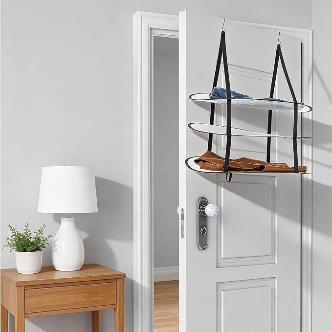 MAQUITA 2 Pcs 3 Tier Sweater Drying Rack Flat Over The Door Folding Drying Rack Large Lay Laundry Hanging Dryer Mesh Clothes Dry Hanger for Apartments Dorms Bathrooms (Black, 27 x 18.1 x 31.5 Inch)