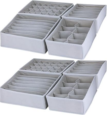 Dresser Drawer Organizer 8 Pack Clothes Underwear Sock Storage Light Gray Drawer Dividers Grey Foldable Closet Organizer Storage Box Dresser Drawer Organizers