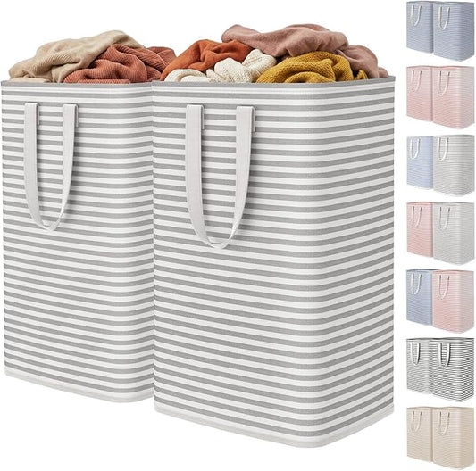 Lifewit 2 Pack Laundry Hamper Large Collapsible Laundry Baskets, Freestanding Waterproof Clothes Hamper with Easy Carry Handles in Laundry Room Bedroom Bathroom College Dorm, Grey, 2 x 80L