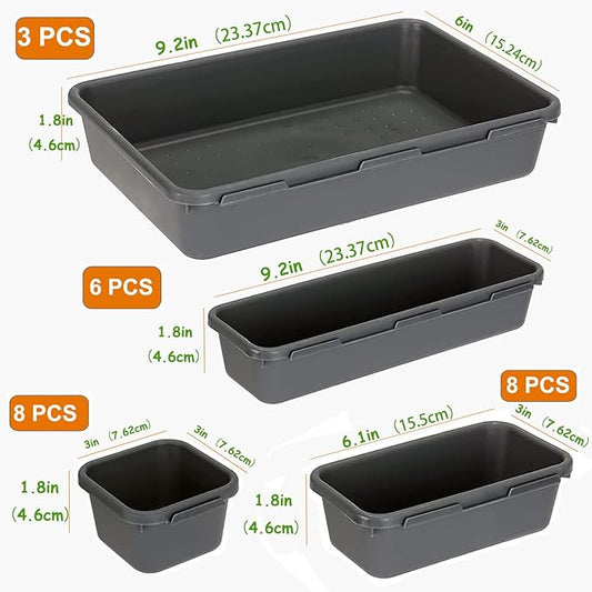 25 PCS Interlocking Desk Drawer Organizer Separator for Office,Bathroom,Kitchen,Makeup,Tool（4 Sizes）
