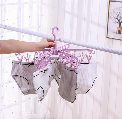Foldable Drying Rack with 24 Clips for Drying Socks Lingerie Baby Clothes Drying Towels Rotatable Sock Drying Rack