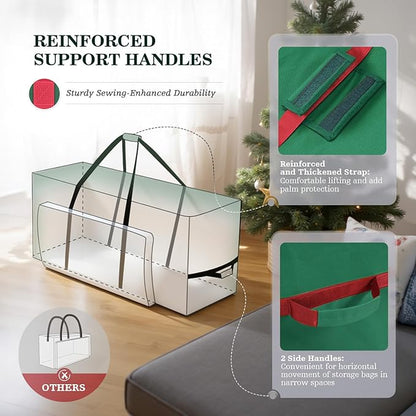UIRWAY Christmas Tree Storage Bag- Fit for 9ft Artificial Trees, 600D Oxford Christmas Tree Bag with Transparent Pouch & Side Pocket, Extra Large Tree Bags with Sturdy Handles & Dual Zipper, Green