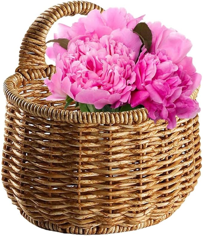 Cabilock Hanging Woven Storage Basket for Kitchen Decorative Garlic and Ginger Organizer Rattan Egg Holder Wall-Mounted Basket for Home Capacity Easy to Clean