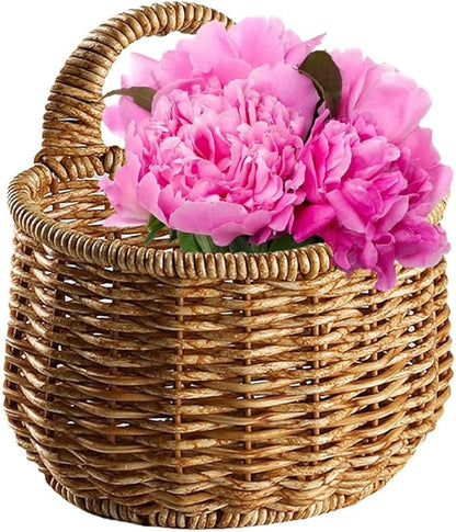 Cabilock Hanging Woven Storage Basket for Kitchen Decorative Garlic and Ginger Organizer Rattan Egg Holder Wall-Mounted Basket for Home Capacity Easy to Clean