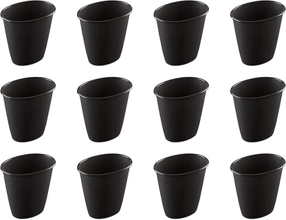 Sterilite 1.5 Gallon Oval Vanity Wastebasket, Small, Open Top Trash Can for the Bathroom, Bedroom, Dorm Room or Office, Plastic, Black, 12-Pack
