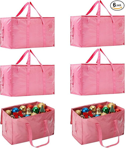 Moving Bags Heavy Duty Extra Large, Moving Boxes, Moving Supplies Essentials,Storage Bins with Lids, Plastic Packing Totes, Storage Bags for Clothes with Handles & Zippers(Pink, 6 Pack)