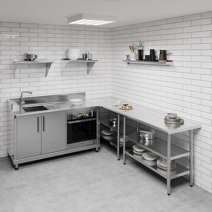 AmGood 48" Long X 6" Deep Stainless Steel Wall Shelf | NSF Certified | Appliance & Equipment Metal Shelving | Kitchen, Restaurant, Garage, Laundry, Utility Room