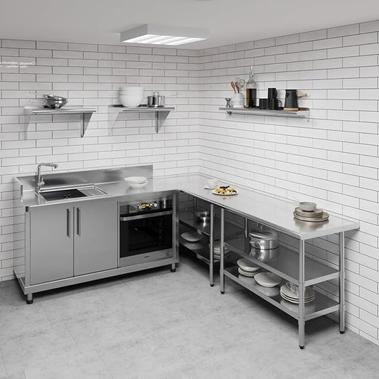 AmGood 48" Long X 6" Deep Stainless Steel Wall Shelf | NSF Certified | Appliance & Equipment Metal Shelving | Kitchen, Restaurant, Garage, Laundry, Utility Room