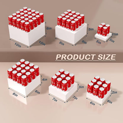 6PCS Buffet Risers, Food Risers for Buffet Table, Acrylic Boxes with Rounded Corners for Food, Display Stand for Party Catering Dessert Collectibles, Acrylic Cube Boxes, Food Stand Set, White (5"x6"x7"8"x9"x10")