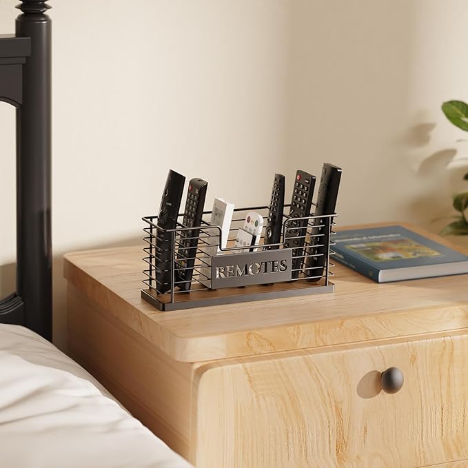 Remote Control Holder, 5-Slot TV Remote Holder Wall Mount, Universal Remote Caddy – Large Size Design for Wall, Table, Living Room, Bedroom – Easy Installation (Black-7 Slot)