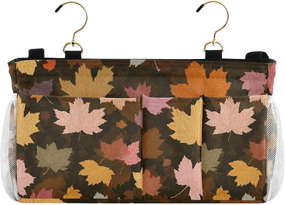 CuwrYet Bedside Caddy Hanging Bunk Bed Caddy Bed Organizer Hanging Pocket with 2 Hooks Bedside Storage Organizer Pocket Bag Holder Various Maple Leaves