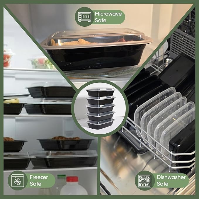 28 oz 150 Pack Meal Prep Containers BPA Free Leakproof Stackable Food Storage Containers with Lids, Microwave & Dishwasher Freezer Safe Reusable To Go Containers Bento Box Style Take Out Clear Plastic