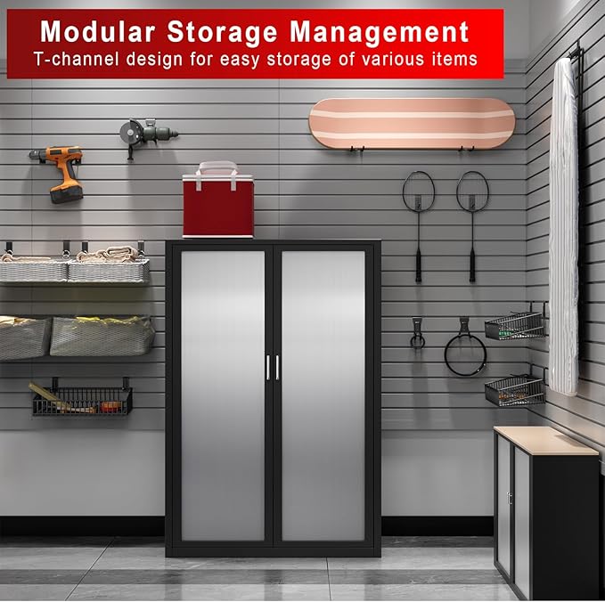 4 x 8 FT Slatwall Panel Garage Wall Organizer, Heavy Duty Slat Wall Paneling Sheets, Interlocking PVC Panels, Garage Slatwall for Tool Organization Mounted Storage Systems