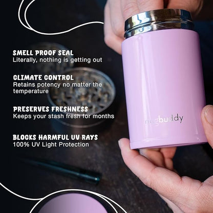 Mini Airtight Storage Container - Vacuum Sealed Insulated w Nested Glass Jar - UV Protection, Temperature Controlled Stainless - Whiteboard Finish w Marker Included - 100 ml (1/4 Oz)