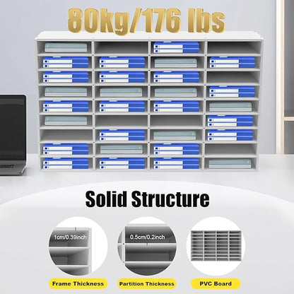 Literature Organizer Sorter,Desktop File Sorter Mail Center Magazine Paper Storage PVC Board File Holder Mailbox Student Classroom Keepers for Home&Office (White, 36 Slots)