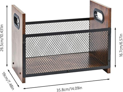 Magazine Holder, Desktop Magazine Rack File Holder Organizer Rustic Storage Basket for Magazines, Books, Newspapers, Tablets (Medium)