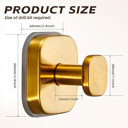 Supopular Heavy Duty Reusable Suction Cup Hooks for Kitchen/Bathroom/Shower - Wet-Proof Hooks for Towels, Robes, Loofah&Wreaths/No Drill Mounting on Glass, Tile, Metal (2, Brushed Gold)