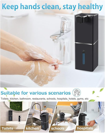 JEMISUN Automatic Liquid Soap Dispenser Touchless Soap Dispenser 380ml/12.8oz Rechargeable, Wall Mounted,4 Levels Adjustable Auto Soap Pump for Bathroom Kitchen Dish Soap