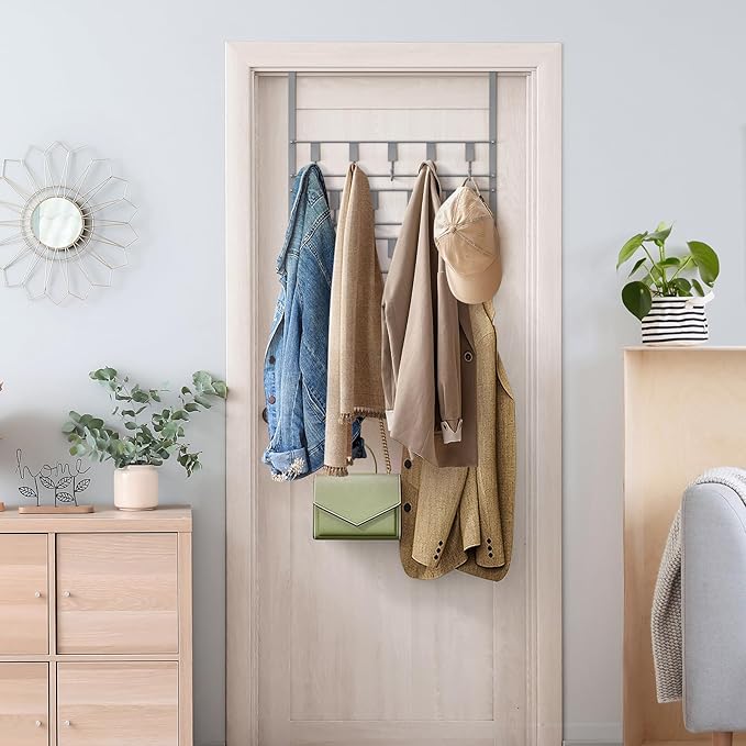 PAPAGIFTREE Over The Door Hooks for Hanging, 14 Hook Over Door Hanger and Towel Rack for Bathroom