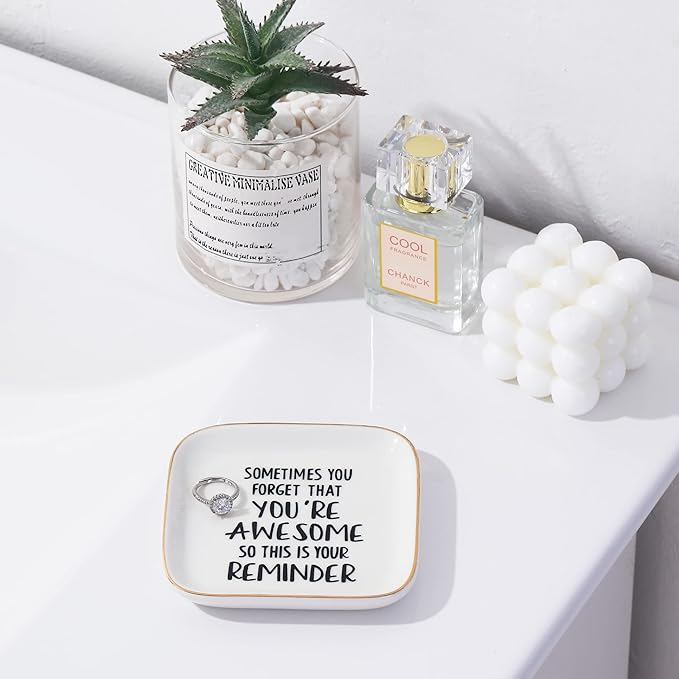 PUDDING CABIN Inspirational Gifts for Women Ring Dish You're Awesome So This is Your Remind Birthday Gifts for Women Unique, Friends Gifts for Her Mom Sister Coworker