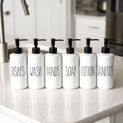 Heartland Home Porcelain 16oz Empty Liquid Dispenser Bottle for Hands. Hand Soap Dispenser for Bathroom, Hand Lotion Bottle, Lotion Pump Dispenser or Hand Sanitizer Pump for Hand Sanitizer Refill.