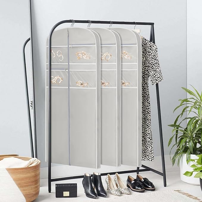 72" Garment Bag for Travel for Hanging Clothes Storage Hanging Suit Cover with Zipper and Accessory Storage for Coats, Dresses, Suits