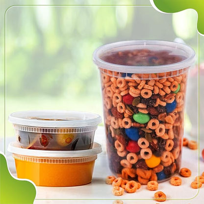 QUIDDITY WARE Deli Containers with Lids Leakproof - 50 Pack BPA-Free Plastic Microwaveable Clear Food Storage Container Premium Heavy-Duty Quality, Freezer & Dishwasher Safe (50 Set Combo).