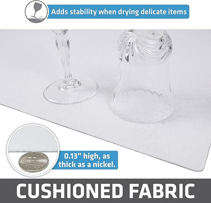 Drymate Premium Luxury Shelf & Drawer Liner, Thick Cushioned Fabric, Non-Adhesive, Absorbent, Waterproof, Slip-Resistant, Liners for Kitchen Cabinets, Cupboards (USA Made)(12”x59”)(2-Pack)(White)