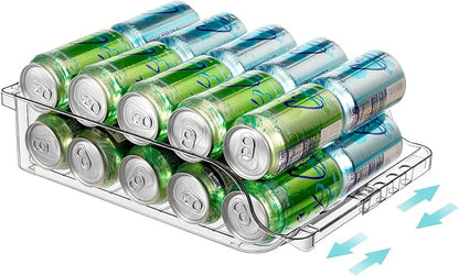 Clear Width Adjustable Soda Can Organizer for Refrigerator Expandable Soda Can Dispenser for Beer Soda Seltzer Pop Can Soda Expand Organizer for Fridge Kitchen Pantry