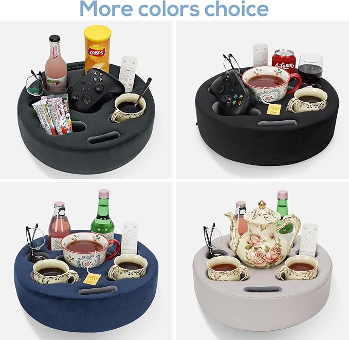 Couch Cup Holder Pillow - Cup Glass Cozy Pillow | Couch Caddy Sofa Bed Buddy Holds Drinks, Snacks, Remote, Phones, Tablet. Keep Drinks Stand and Prevent Spills for Car, Park, Beach, Picnic.(Black)